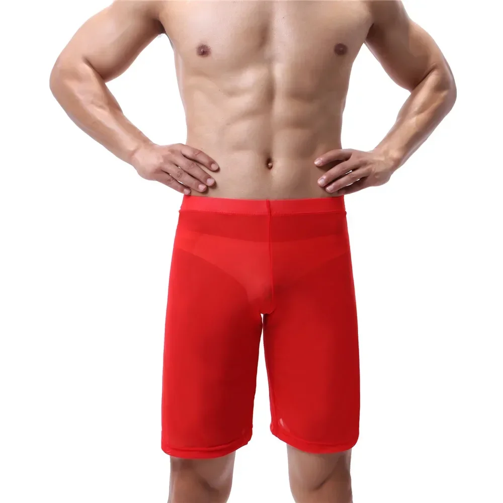 Summer Homewear Mens Shorts Casual Loose Mesh Transparent Pajama Shorts Breathable Sleep Bottoms Men Fitness Short Jogging Pants