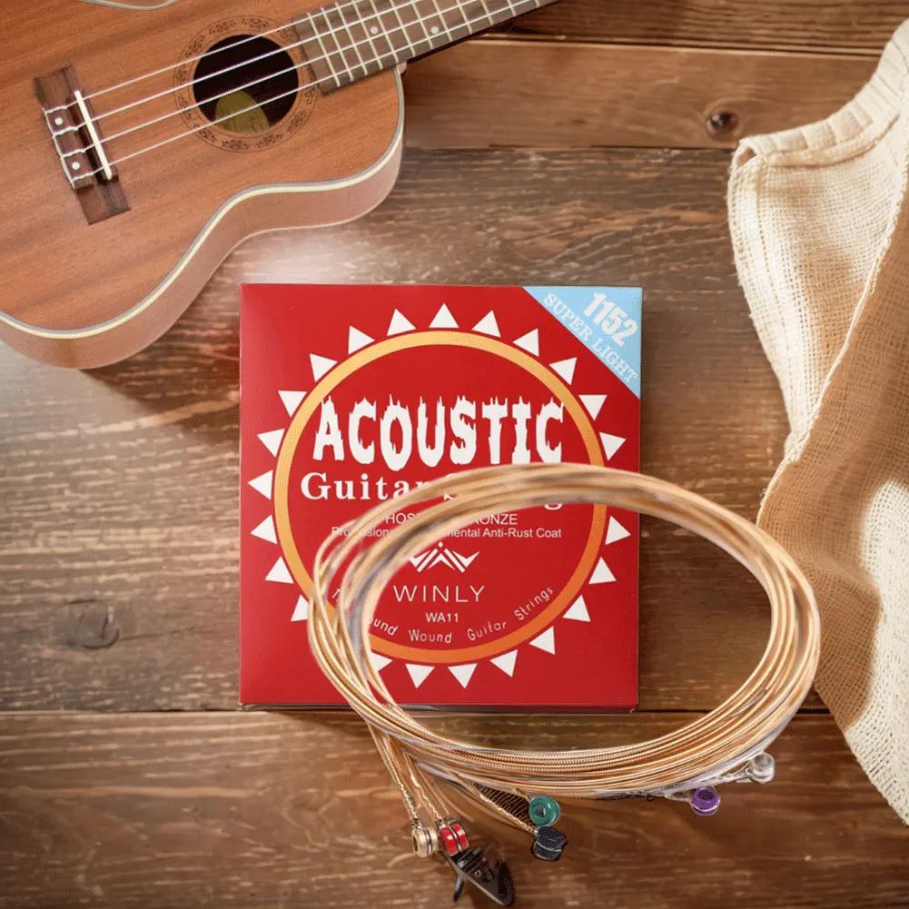 Acoustic Guitar Strings Steel Core Light Acoustic Strings Phosphor Bronze Coating Guitar Strings for Guitar Professionals