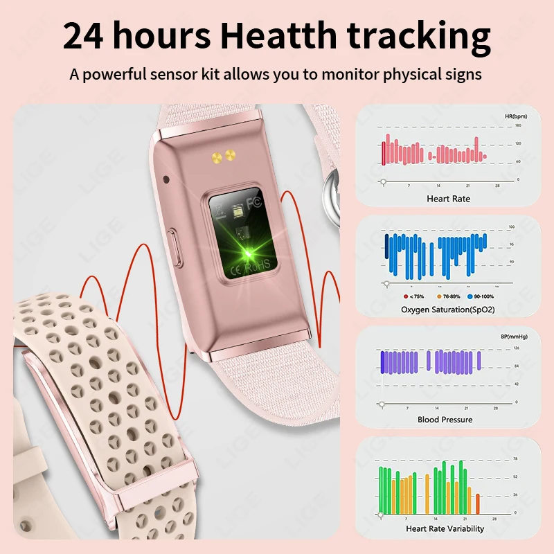 LIGE 2026 NEW Hot Sales No Screen Smartband Heart Rate Sleep Health Tracking Waterproof Call Reminder Multifunction Smart Watch