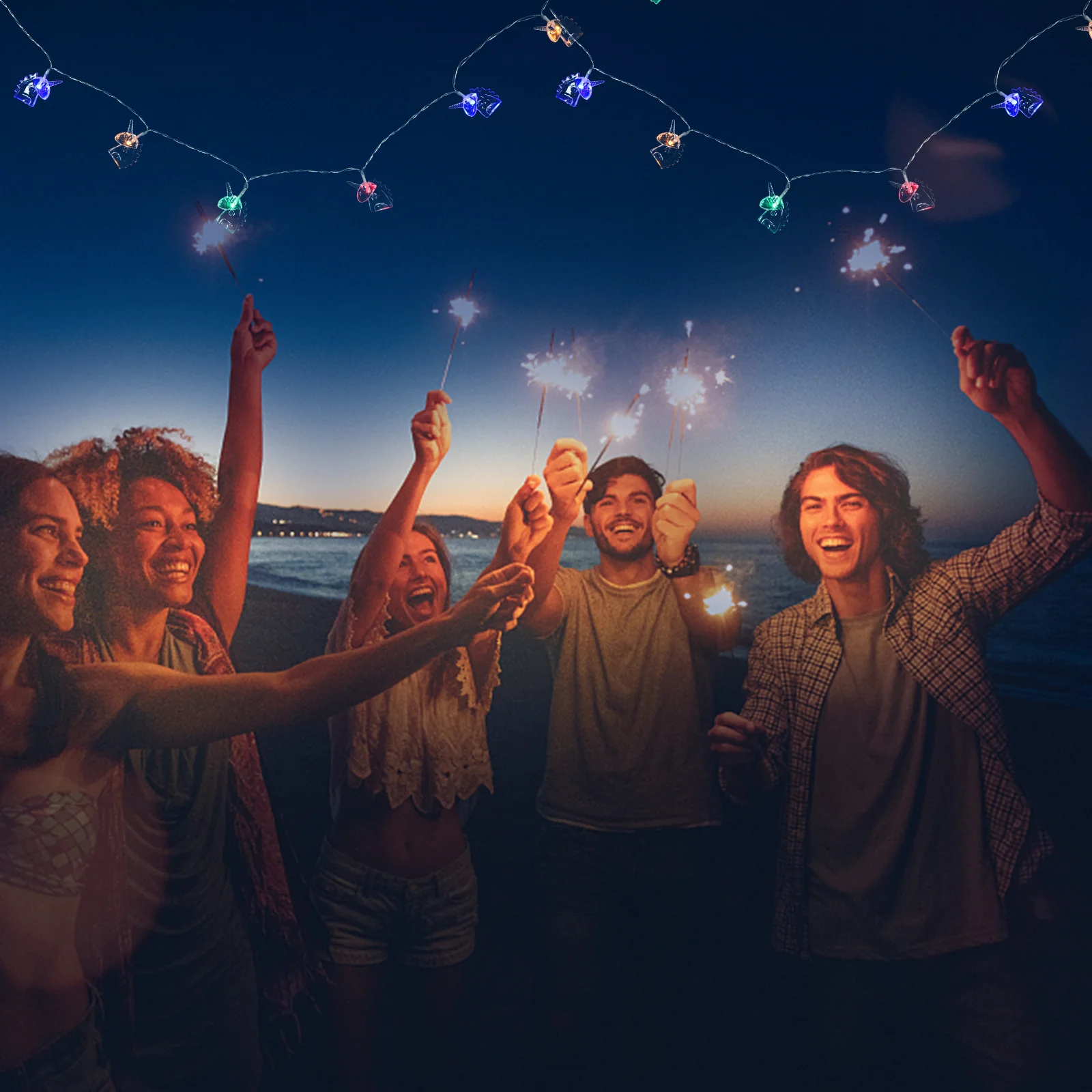 LED يونيكورن سلسلة ضوء 7M 70LED التحكم عن بعد أضواء الزخرفية لعيد ميلاد الزفاف الذكرى الاحتفال حفلة المنزل