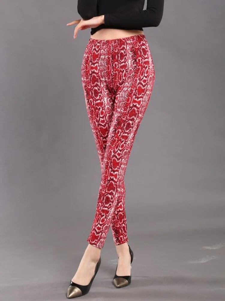 CHSDCSI-Pantalones con estampado de serpiente para mujer, mallas deportivas con realce, de cintura alta, a la moda