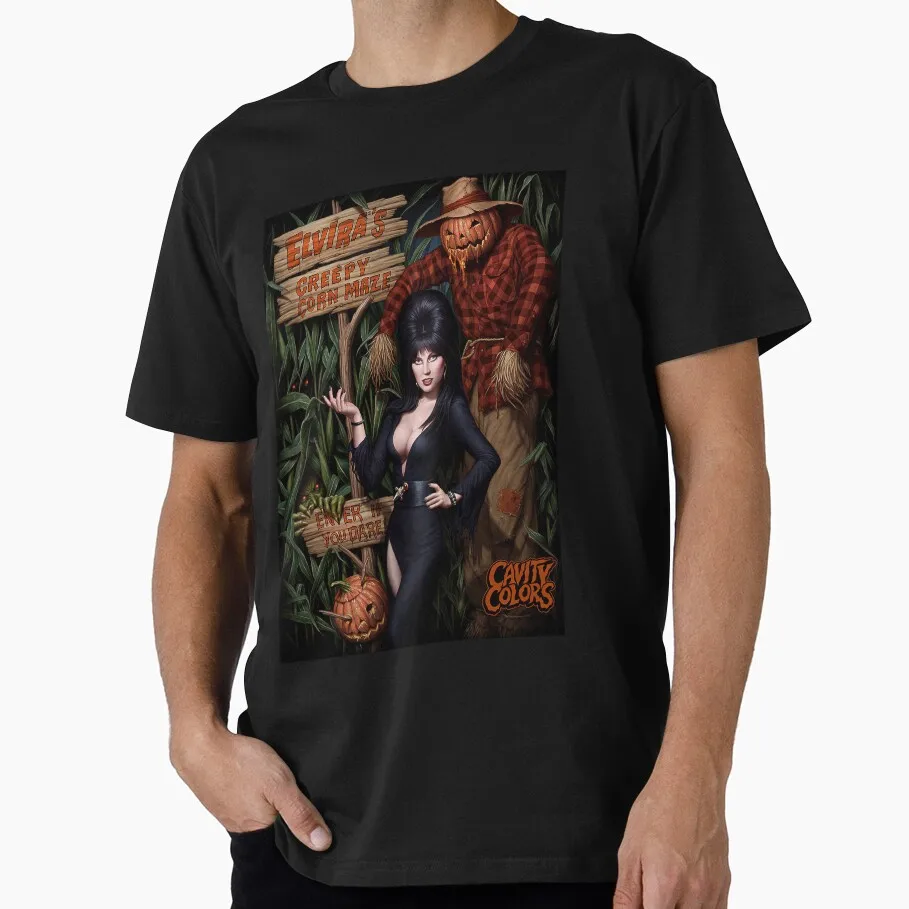 

Elvira Creepy Corner Horror Movie Elvira mistress of the dark Scary Halloween gift T shirt All size Tops 100% cotton clothes