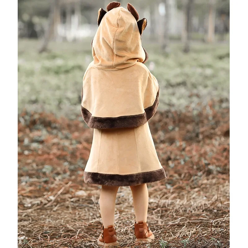 Kids Child Deer Reindeer Costume Cosplay for Girls Xmas Christmas Dress Cloak Set Outfit