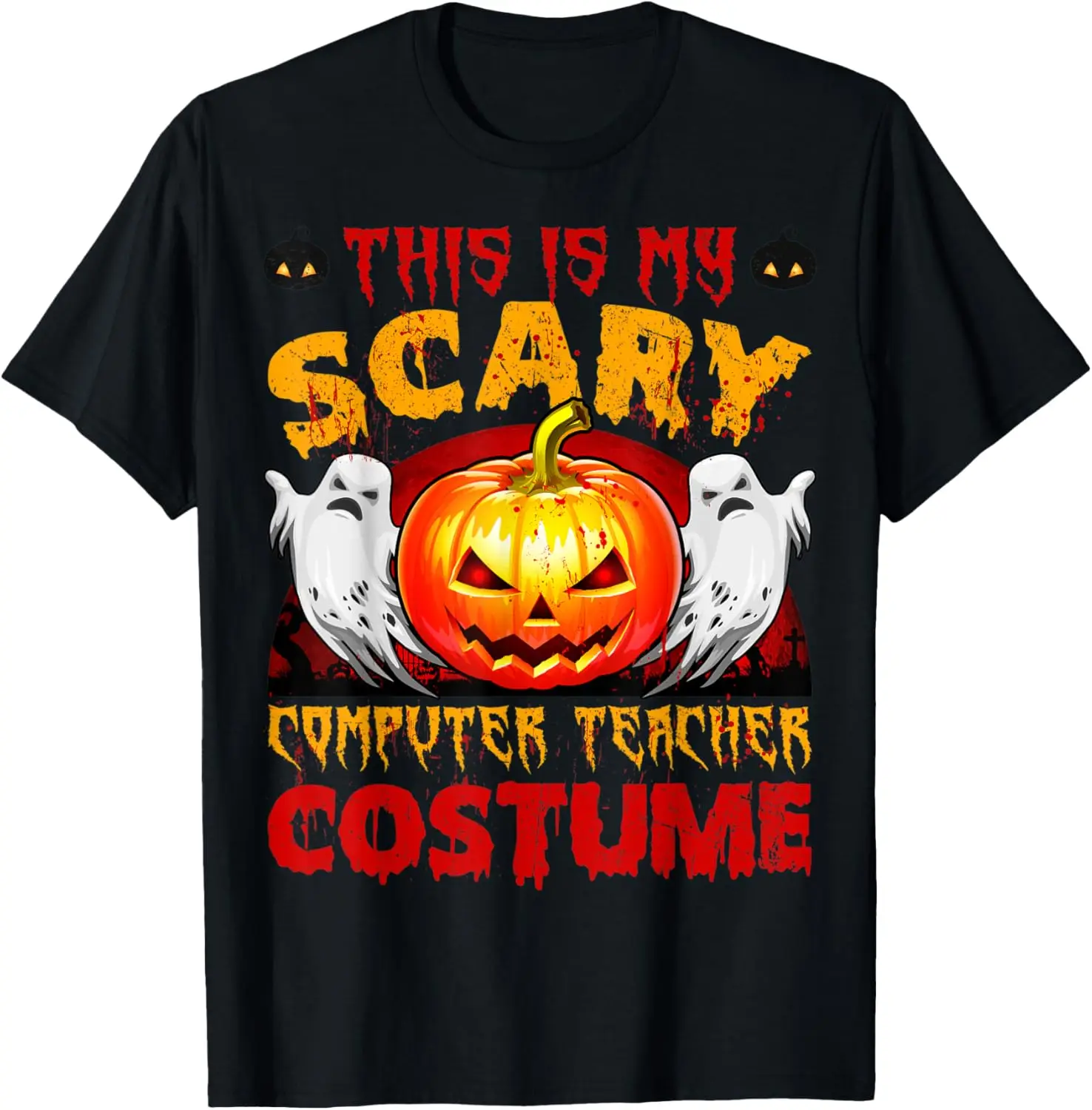 

This Is My Scary Computer Teacher Costume Halloween Pumpkin T-Shirt