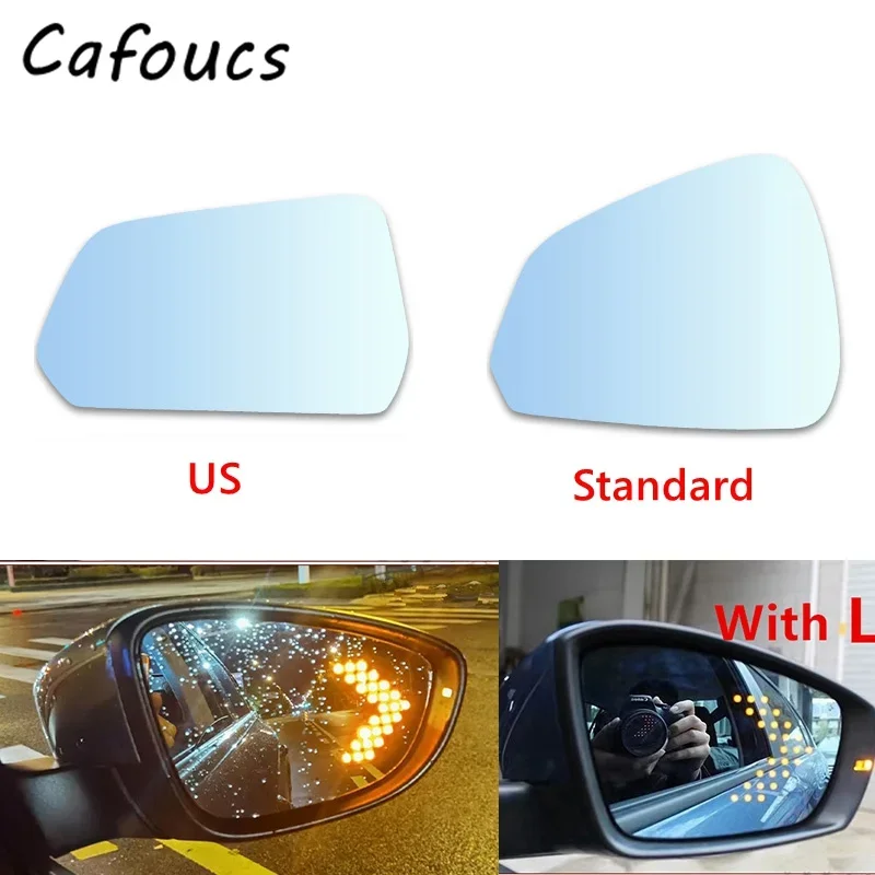 1 Pair Wide View Auto Dimming Rearview Mirror Blue Heated Lens with LED Turn Indicator for Ford Mustang 2015 2016 2017 2018