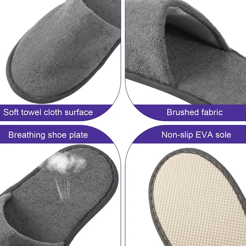 120-20Pairs Non-Slip Hotel Slippers Disposable Slipper Wedding Slipper Closed Toe Spa Slipper Household Bulk Slippers for Guests