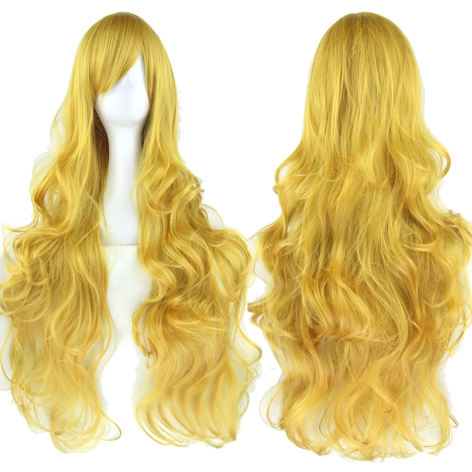 Peluca de cabello sintético rizado largo verde con flequillo rosa y negro para fiesta, cosplay para mujer 5