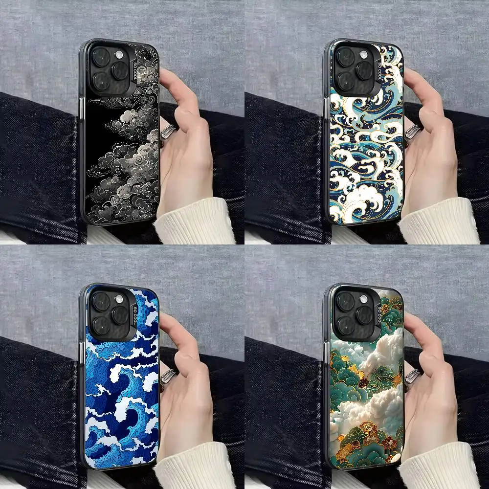 

Japanese Waves SEA Ocean ART Phone Case For iPhone 16,15,14,13,12,11,Mini,Pro,E,SE4,XS,MAX Black Candy Matte Cover