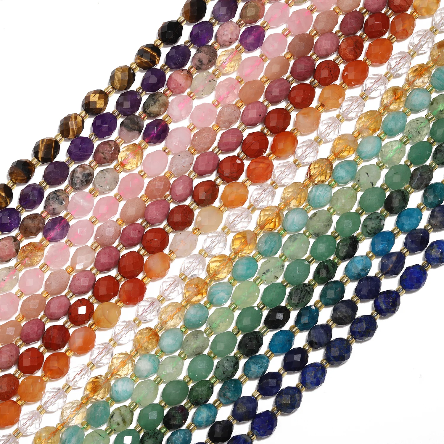 Natural Faceted Rhombus Stone Multicolor Crystal Agate Beads Charms Jewelry Making DIY Jewelry Bracelet Necklace Accessories