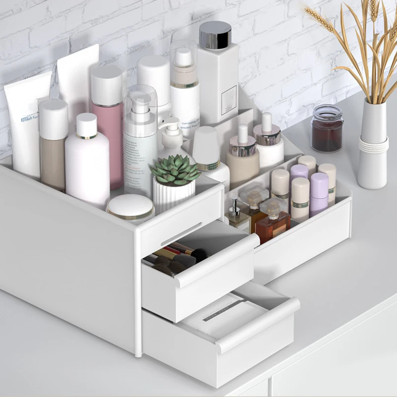 Large Capacity New Drawer Makeup Storage Box Cosmetic Organizer Jewelry Dormitory Makeup Container Table Desktop Storage Box view 3