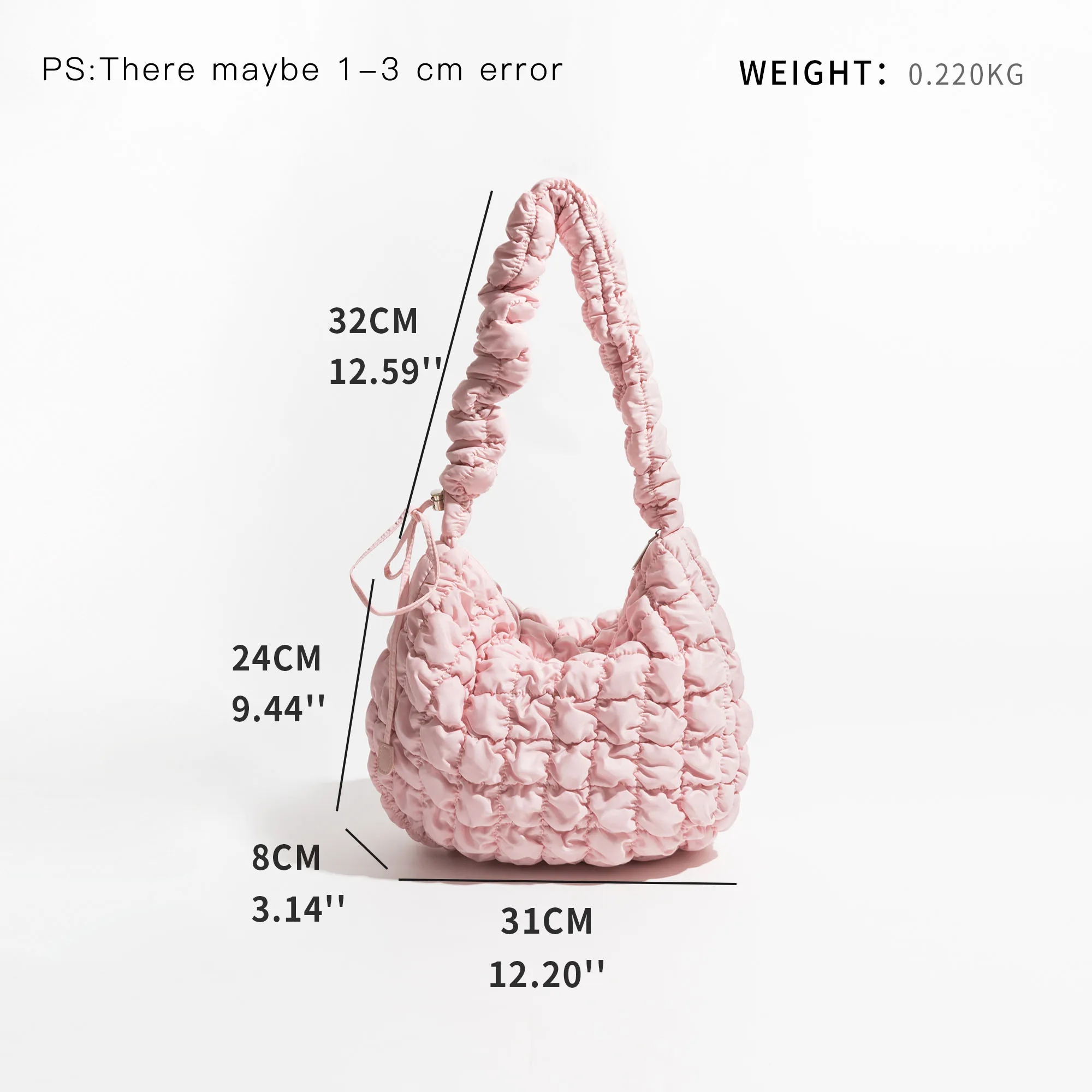 KOKOPEAS Pleated Bubble Fashion Woman Tote Handbag Quilted Plaid Cute Hobo Shoulder Bag Korean Style Aesthetic Female Hobo Purse