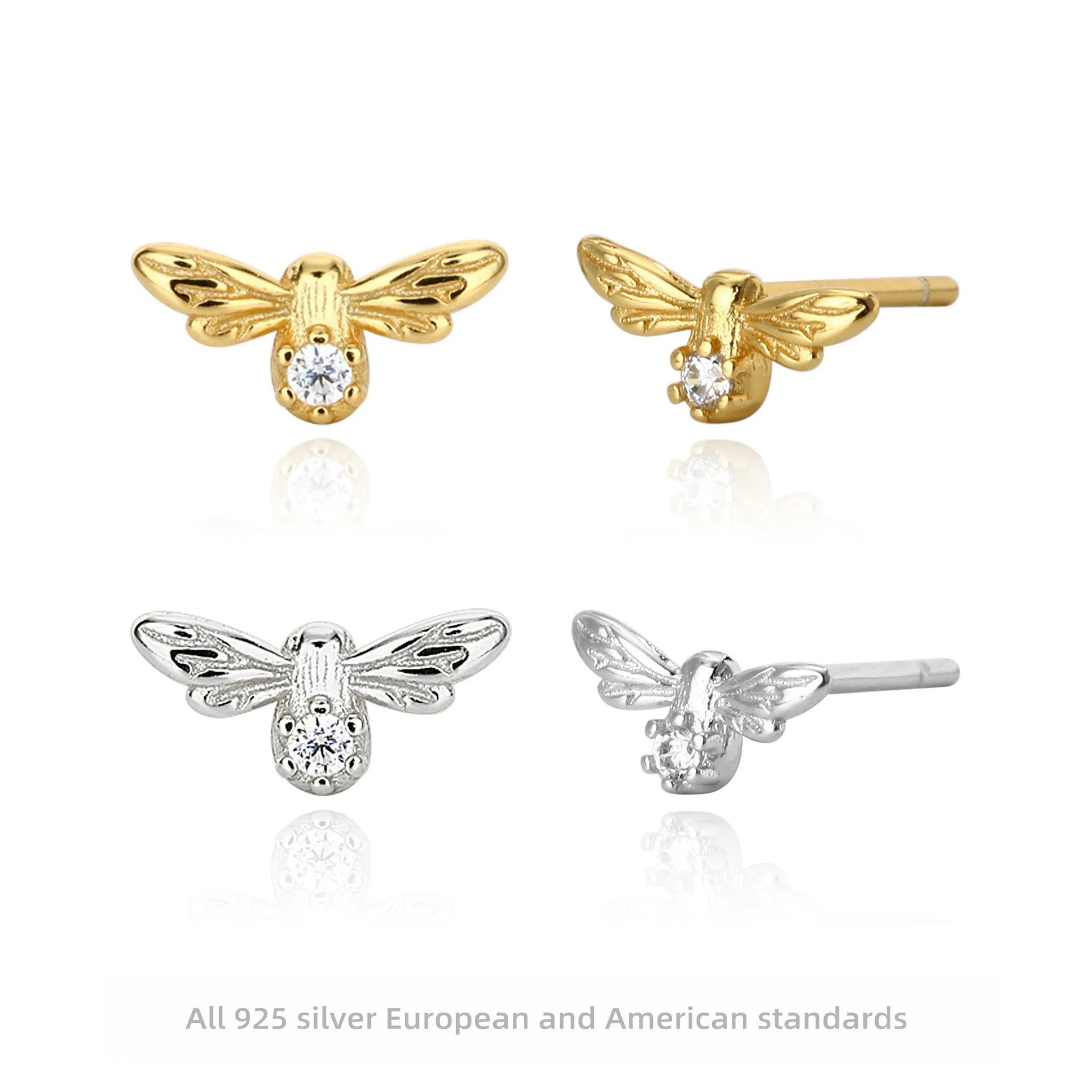 Withered S925 Sterling Silver Earrings Fashionable Zirconia Inlaid Dragonfly Earrings Versatile And High-end Accessories