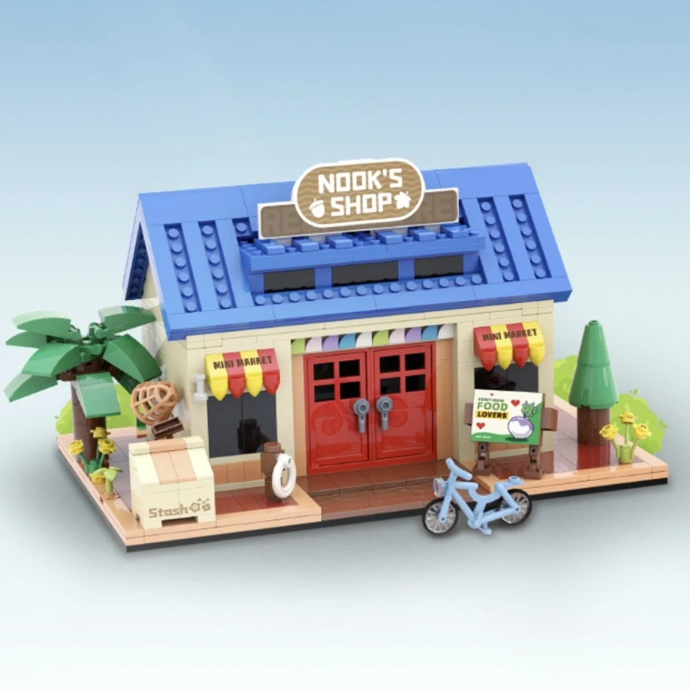 MOC Animals Forest Society House Nooked Shop Cabin Building Blocks Set Store Hut Toys Gifts For Chidlren Birthday Special Gifts