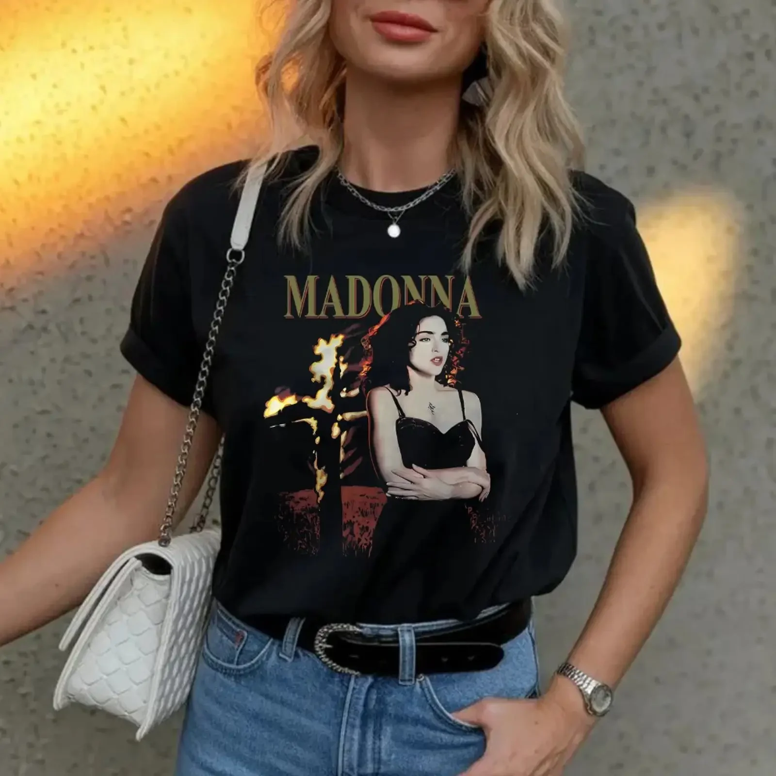 T-shirt rétro Madonna Like A Prayer, taille S à 5XL, vintage, délavé, unisexe, extensible, décontracté, élégant, vêtements de créateur, polyvalent