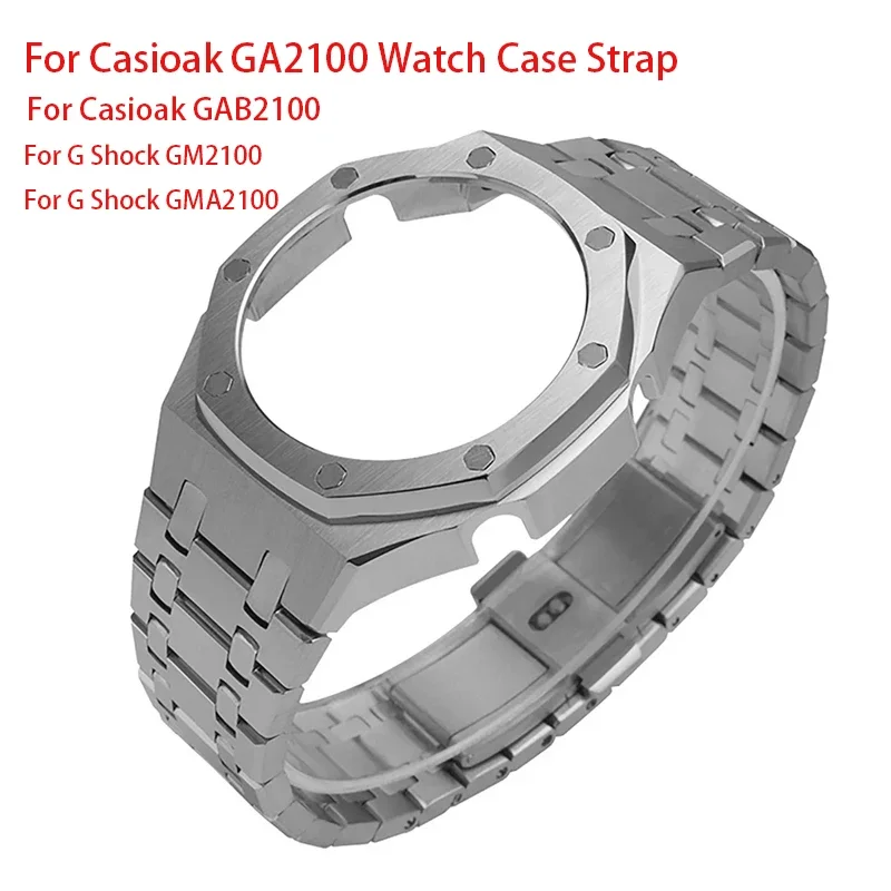 Modification Watchband for Casioak GA2100 GAB2100 Watch Case Strap Kit 3rd Generation Steel Strip Fashion Watch Case Metal Bezel