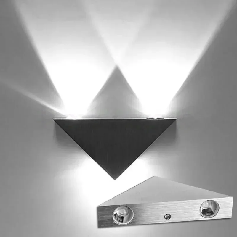 AC85-265V Wall Mounted Aluminum Modern Wall Sconce Triangle Designed 3w Cool White LED Wall Light Decoration Home Lighting Wx156