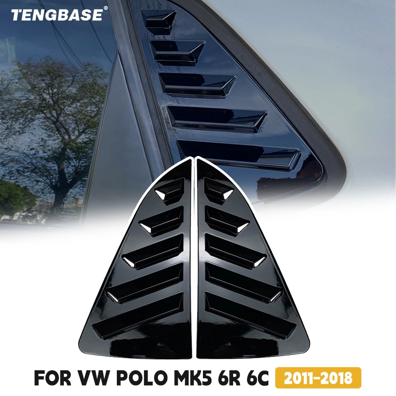 2 Pcs Car Accessory Side Louvers Air Vent Scoop For VW Polo MK5 6R 6C 2011-2018 Rear Window Shutter Cover Trim