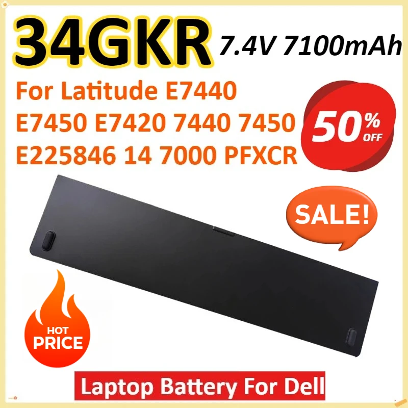 

34GKR 7.4V 7100mAh 54Wh Laptop Battery For Dell Latitude E7440 E7450 E7420 7440 7450 E225846 14 7000 PFXCR High Quality Battery