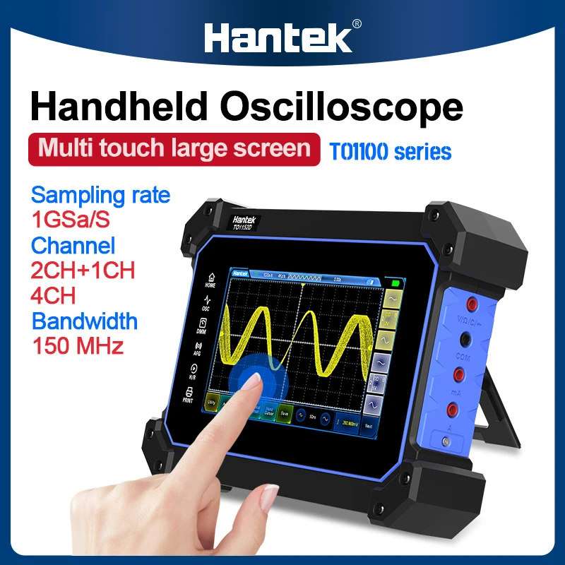 Hantek nowy ekran dotykowy ręczny oscyloskop multimetr 4/2 kanał 150MHz Osciloscopio + Generator sygnału + multimetr TO1152D