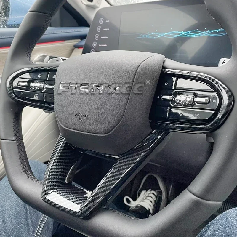 

Для CHERY JAECOO 7 J7 2025 2026, внутренняя крышка рулевого колеса, накладка на рамку, аксессуары в углеродном стиле из АБС-пластика