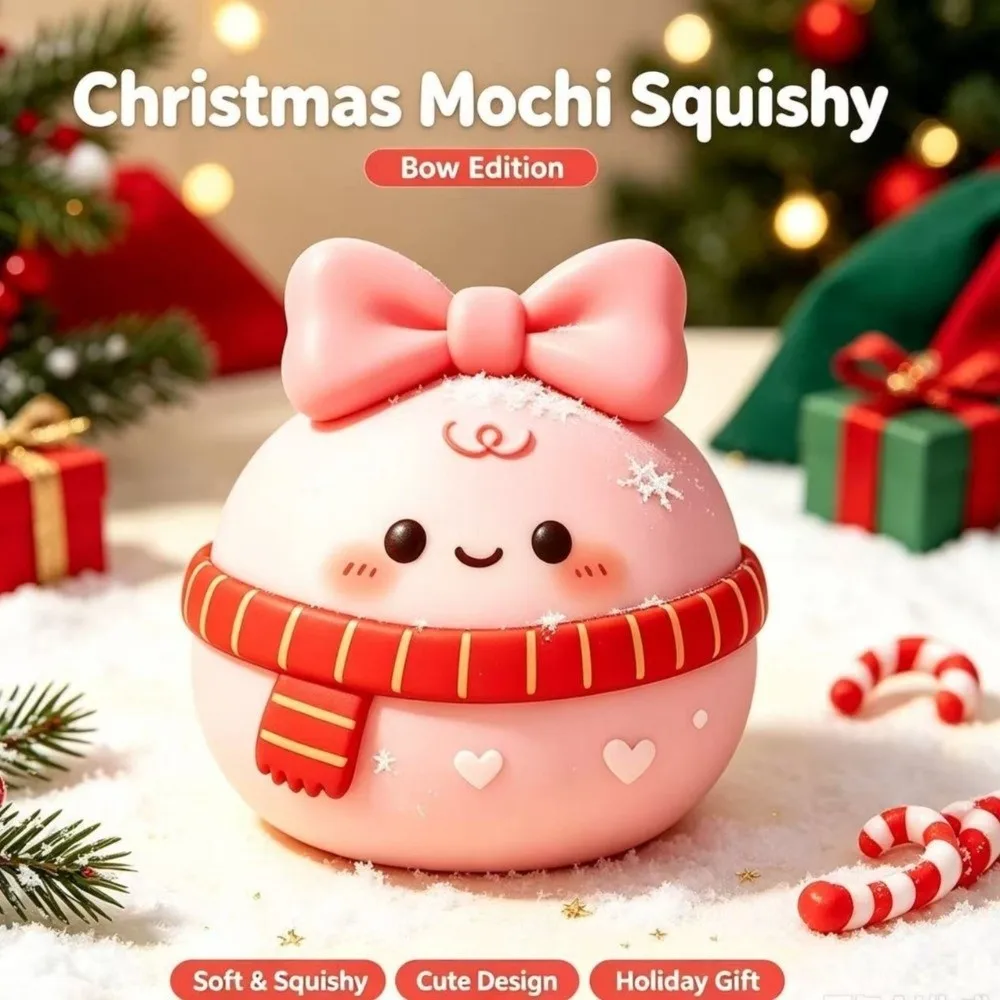 Slow Rebound Christmas Mochi Squishy Slow Rising Stretchy Tactile Squeezeble Soft Christmas Squishy Goodie Bag Stuffer