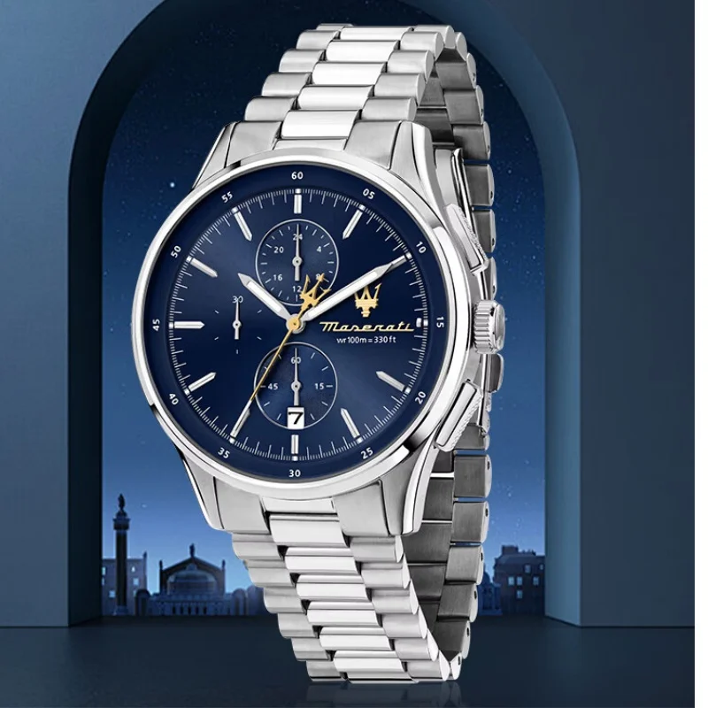 Relojes Maserati originales tendencia de lujo para hombres relojes europeos y americanos esfera grande Shi Ying impermeable ocio deportes viento h