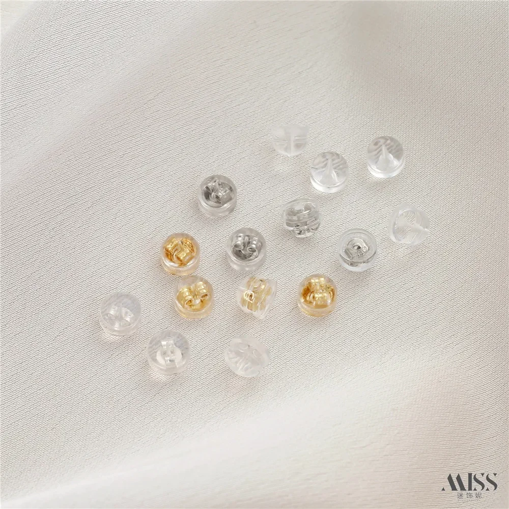 Imported 14K Bag of Gold Stud Earrings, Ear Plugs, Earrings, Soft Silicone Earrings, Silver Platinum DIY Ear Jewelry Accessories