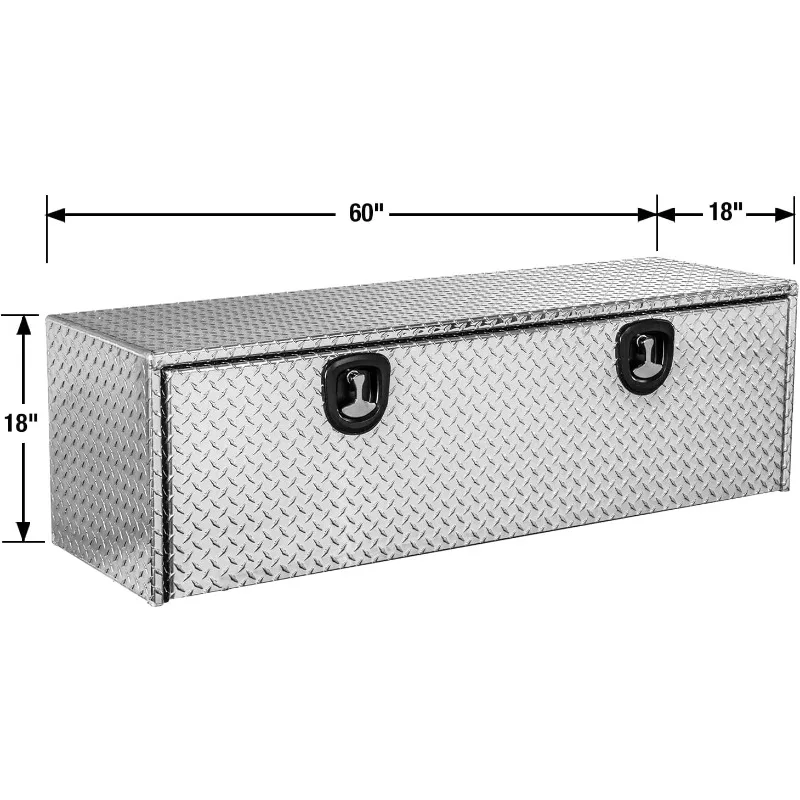 Diamond Tread Aluminum Underbody Truck Tool Box W/Compression Latch, 18 x 18 x 60 Inch, Made in the USA