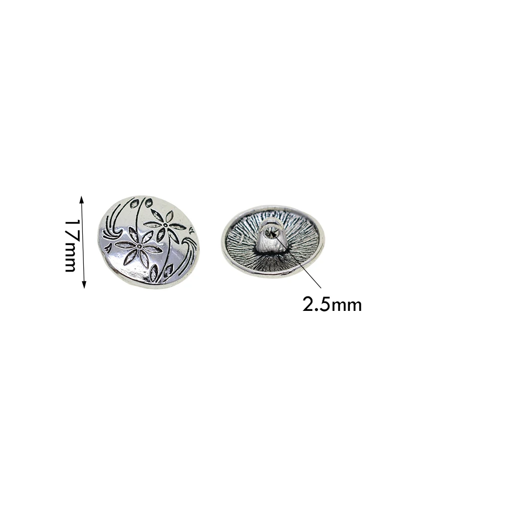 30 Pcs  vintage silver 17mm 0.7inch classic flower and leaf Garment Clothing Fastening Sewing 1-hole Buttons Jewelry DIY