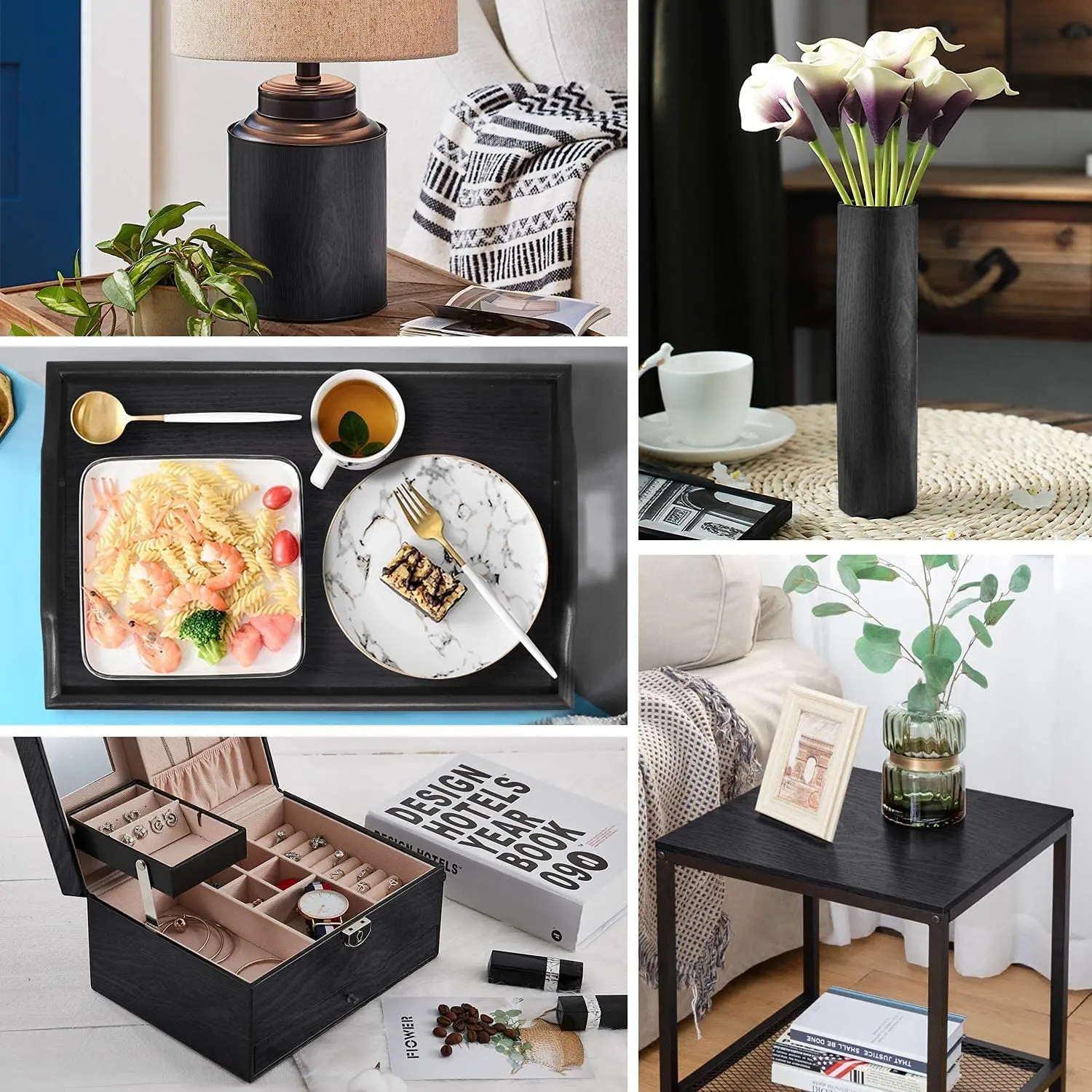 Black Wood Peel And Stick Paper Decorative Self-Adhesive Film For Furniture Real Wood Tactile Sensation Surfaces Easy To Clean