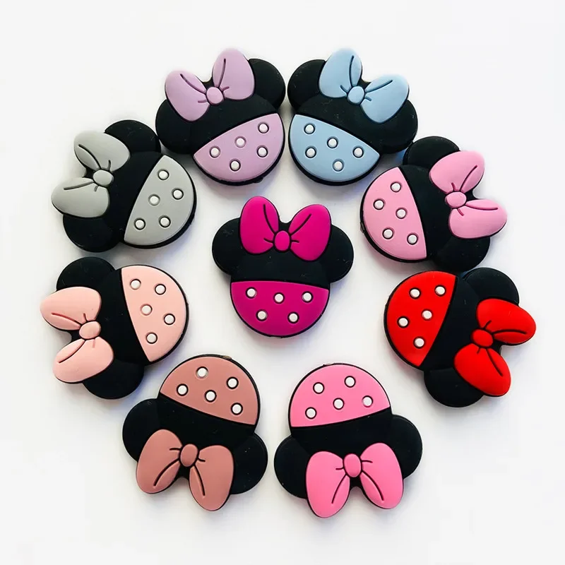 10pcs Minnie Baby Silicone Focal Beads Food Grade Teething Teether Toys DIY Pacifier Chain Jewelry Pendant Pen Accessories