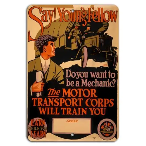 Join the Motor Transport Corps: Become a Skilled Mechanic Today!-Aluminum-tin sign