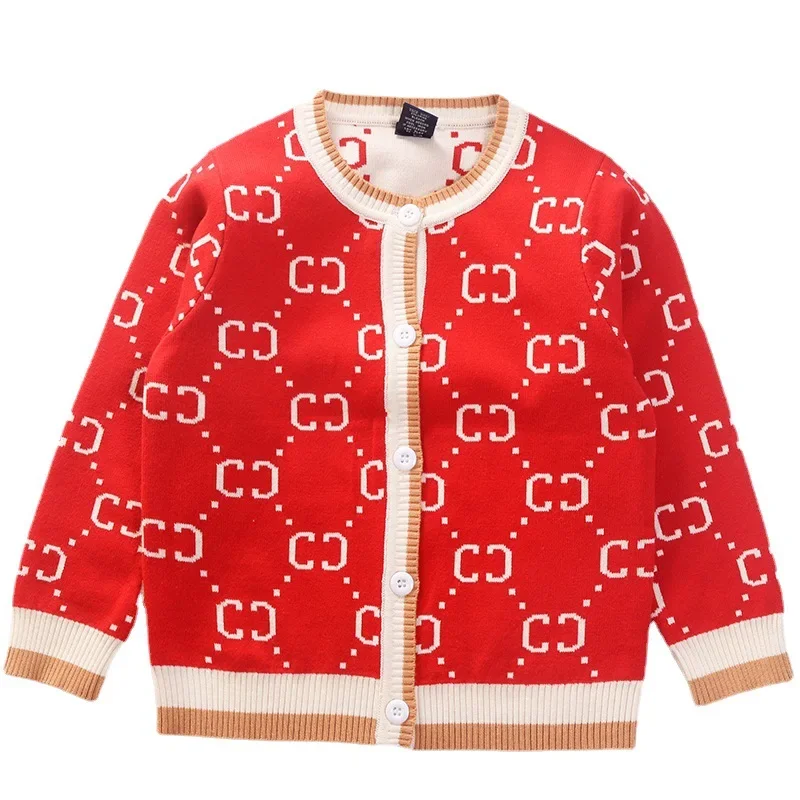 Girls Cardigan Sweater 2024 Autumn European American Style O-Neck Kids Sweater Toddler Coat Children Jacket Baby Clothes 2T-7T