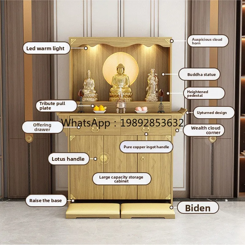 YFY خشب متين بوذا ضريح خزانة الثروة المنزل مذبح البخور الجدول الله عبادة خزانة ضريح مذبح بوذا قاعة خزانة #5