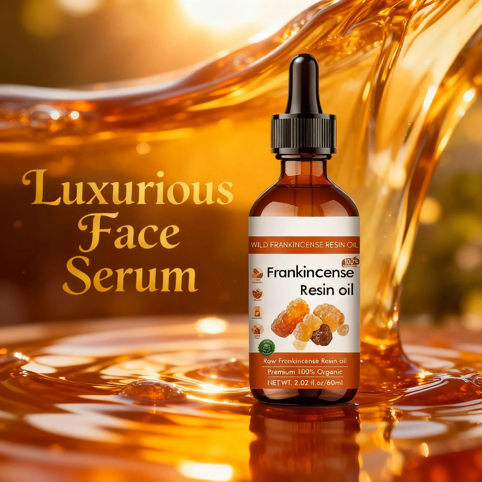 Pure Frankincense Resin Oil 100ml - Organic Face Serum for Intense Hydration & Nourishment, 100% Natural Skin Care Elixir.