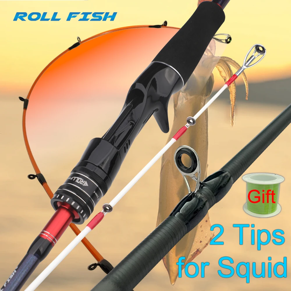 

ROLLFISH Удочка для кальмара для литья удочки для джиггинга 1,65 м/5,41 фута M Power Jigging Rod 2 наконечника удочки для лодки осьминога Высокое качество