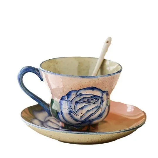 

Hand-squeezed gourd coffee cup design sense niche rough pottery latte retro ceramic flower teacup household