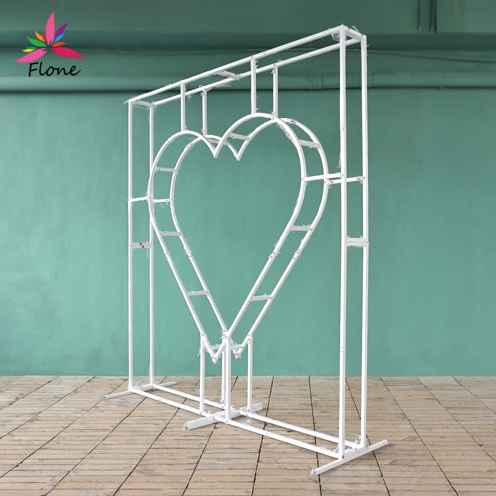 Baked Paint Double-layer Stereo Square Frame Built-in Heart Iron Rack, Metal Photo Prop, Customized Wedding Home Decoration H109