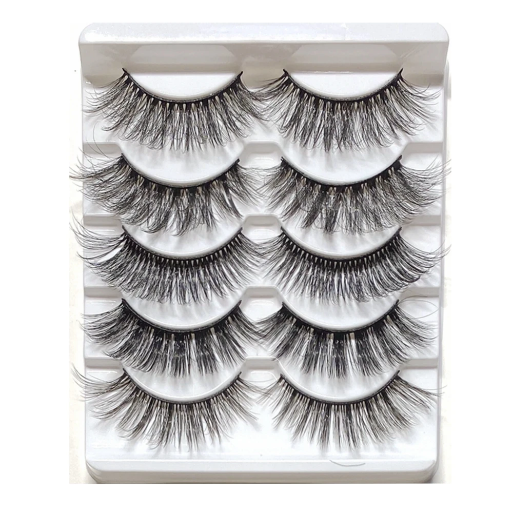 Faux Cils 3D en Vison, Bande Souple, Super Naturels, Doux, pour le Maquillage, 5 Paires