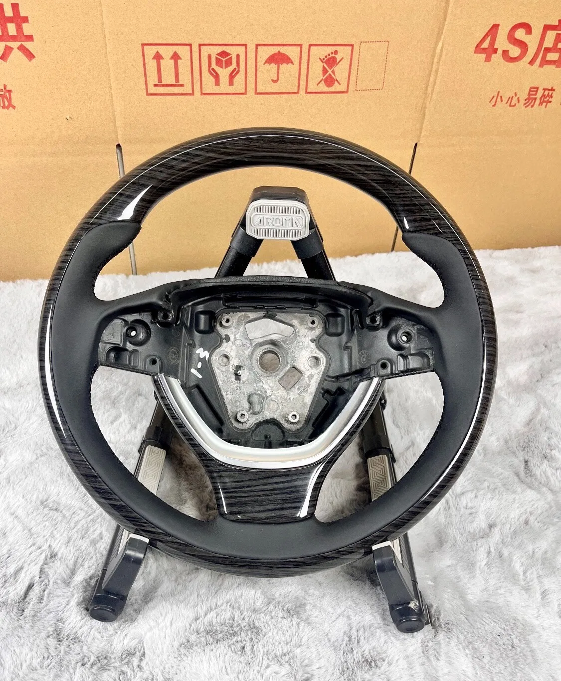 For BMW F10 F18 F01 F02 5 7 Series Wooden Leather Racing Sports Steering Wheel