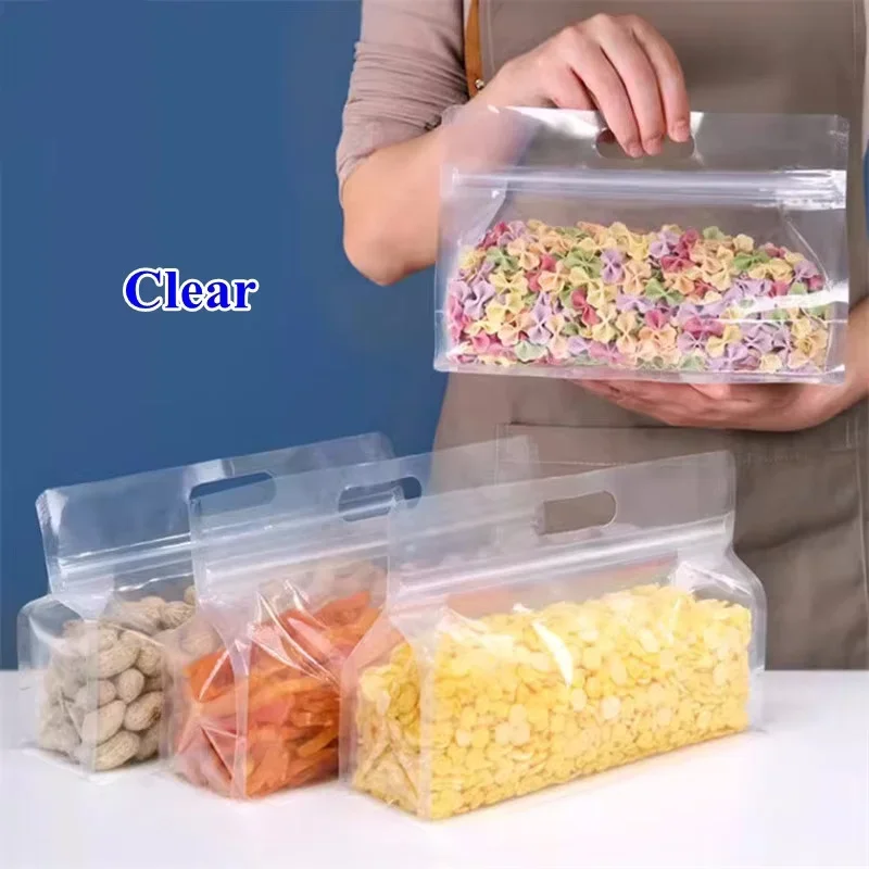 

50pcs 3D Stand Up Ziplock Portable Bags - Clear Resealable Plastic Pouches for Coffee, Candy, Wedding Favors