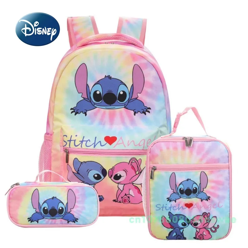 Disney-Saco escolar de grande capacidade infantil, bonito saco de desenho animado, bolsa de estudante, moda, ponto, novo, conjunto de 3 peças