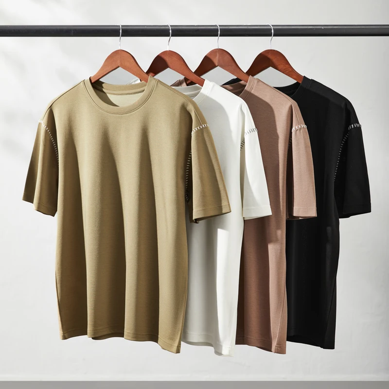 All Match Casual O-Neck T Shirt For Men Short Sleeve Exquisite Summer High Quality Skin-Friendly Solid Color Camisetas De Hombre