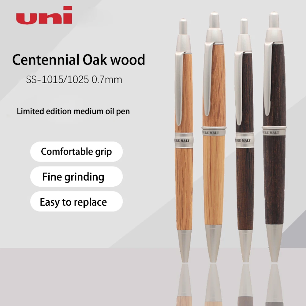 

Japan UNI Ballpoint Pen SS-1015/1025 Oak Stick Medium Oil Pen PURE MALT Replaceable Neutral Refill Black Cute Stationery 0.7mm