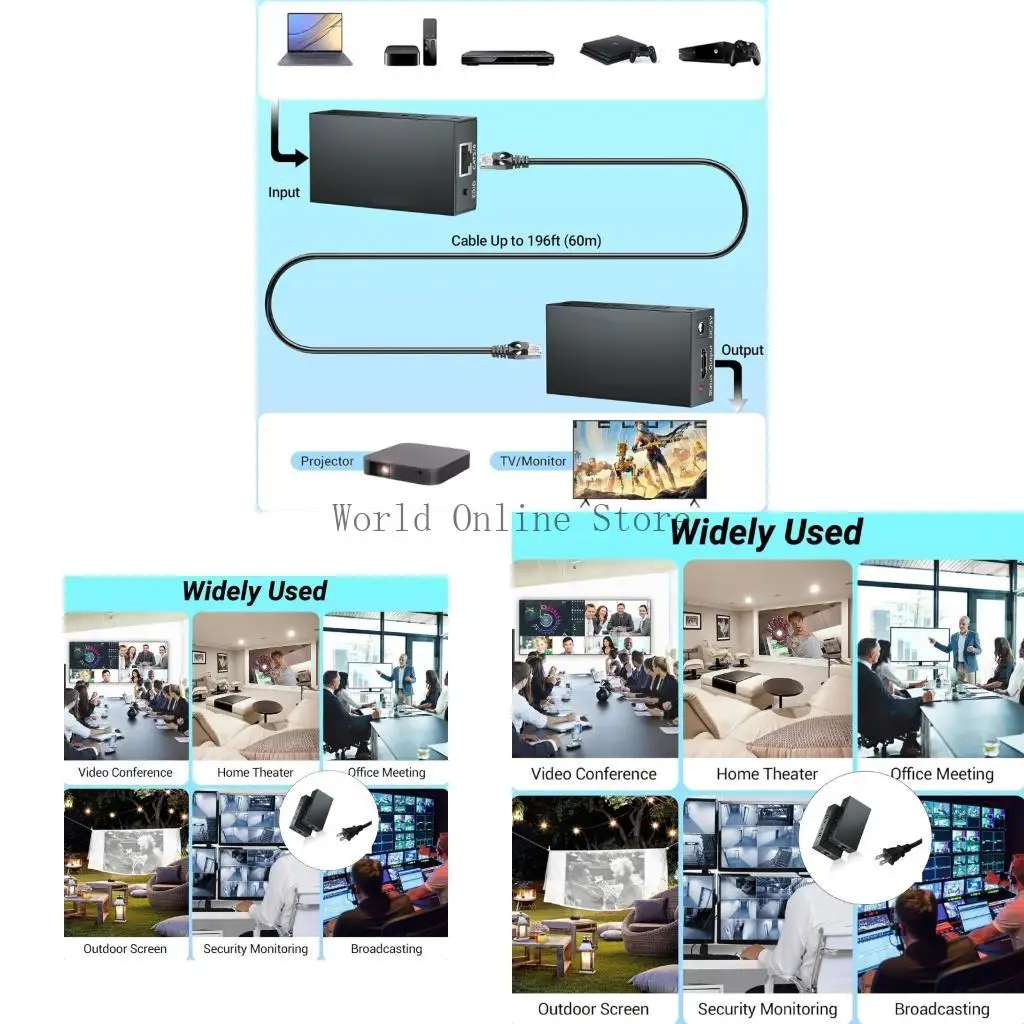 

RJ45 Extender 60M1080P при 60 Гц для потоковых устройств Проекторы цифровые вывески 87HC