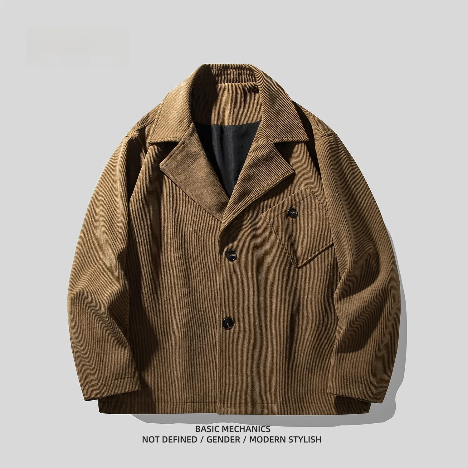 

Элегантный повседневный мужской пиджак в японском стиле, свободный крой, классический отложной воротник, с множеством карманов, из полиэфирного волокна, с длинными рукавами, осенний