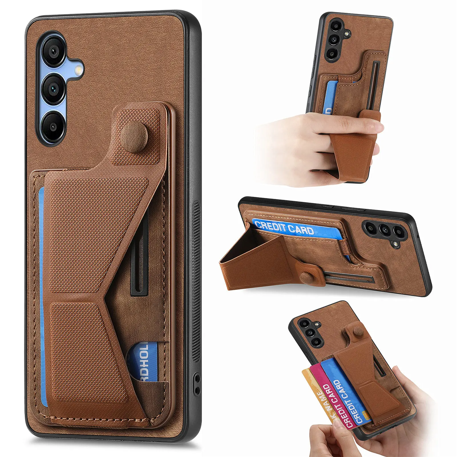

Luxury Magnet Leather Card Solt Case for Samsung Galaxy S25 Ultra S24 Plus S23 A56 A36 A16 4G 5G Sliding Rail Back Phone Cover