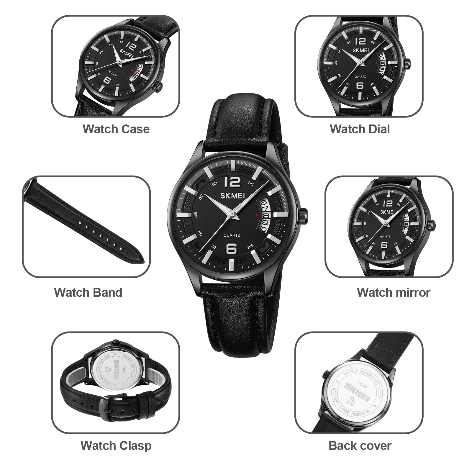 SKMEI Reloj Hombre Mode heren Horloges Quartz Horloges Heren Casual Lederen Band Horloges Waterdicht Mannelijke Clcok