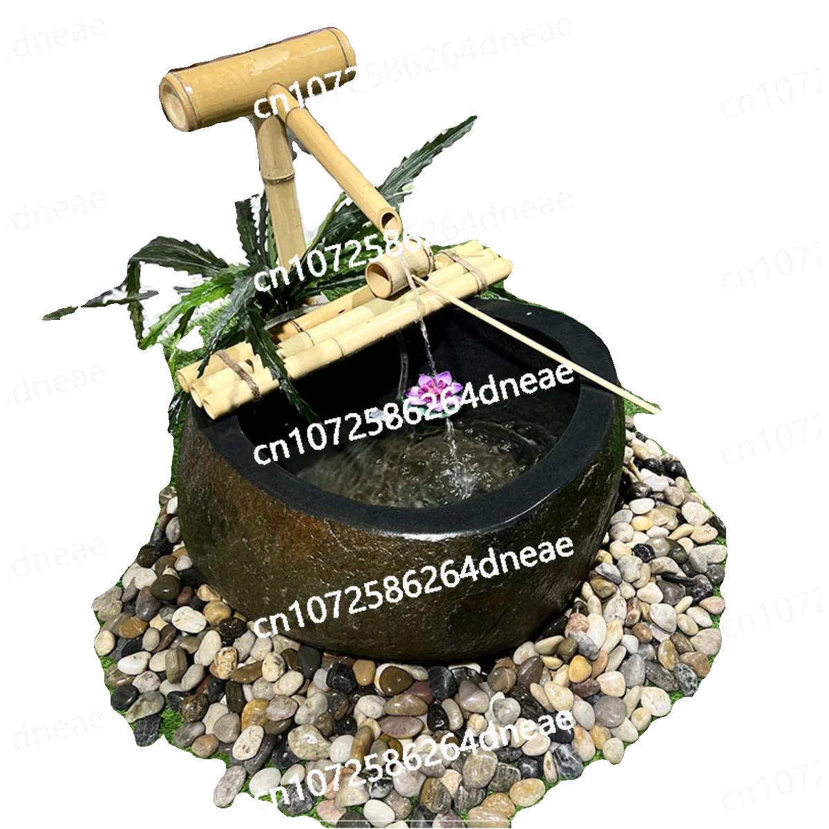 

Stone bowl flowing water squatting bamboo stone courtyard garden balcony landscape ornament