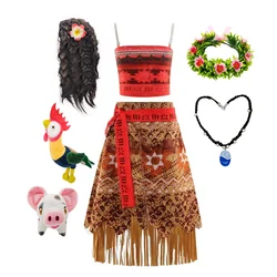 Girls Moana Dress Up Party Cosplay Costume Little Girl Princess Fancy Halloween Clothes Children Vaiana Outfit